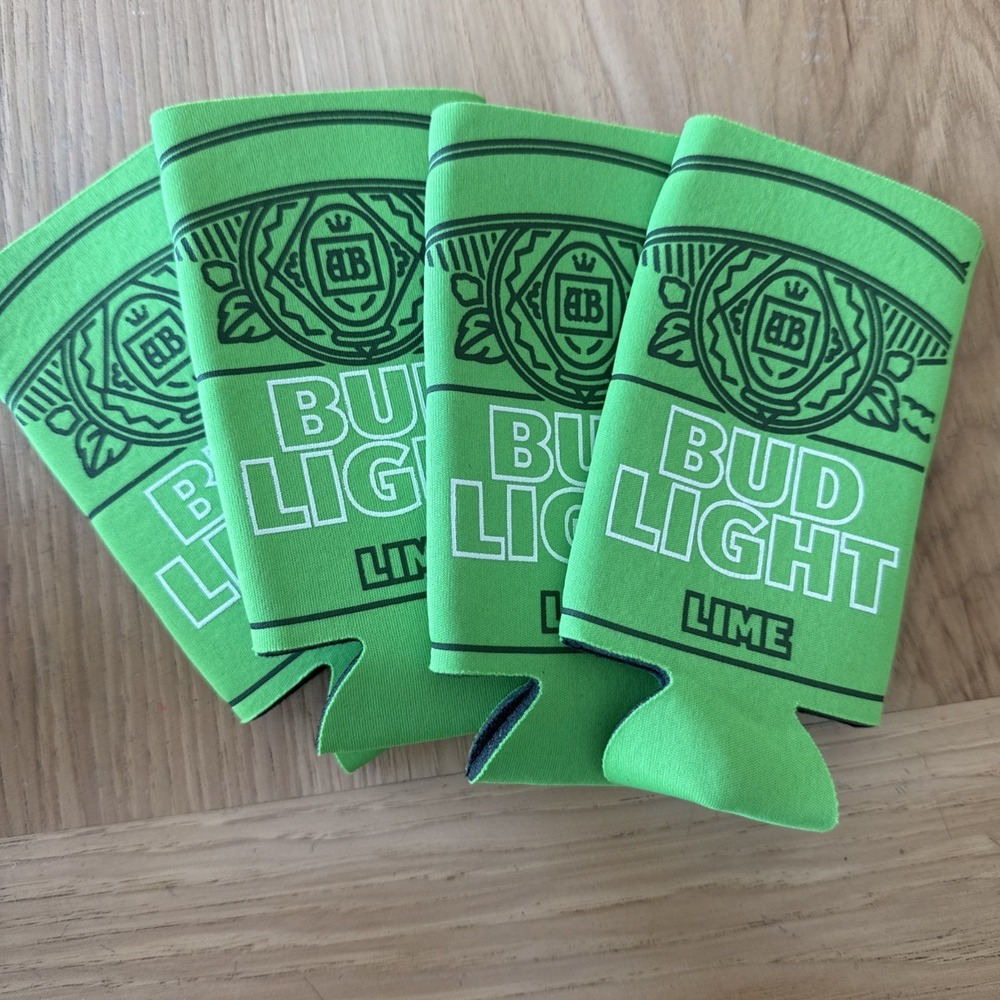 Bud Light Lime AB Koozie Fits Slim Aluminum Can Lot of 4 Coozie Green